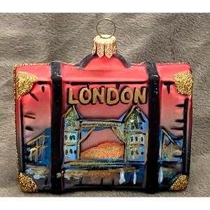 Nordstrom at Home LONDON ENGLAND Travel SUITCASE Poland GLASS Christmas ORNAMENT